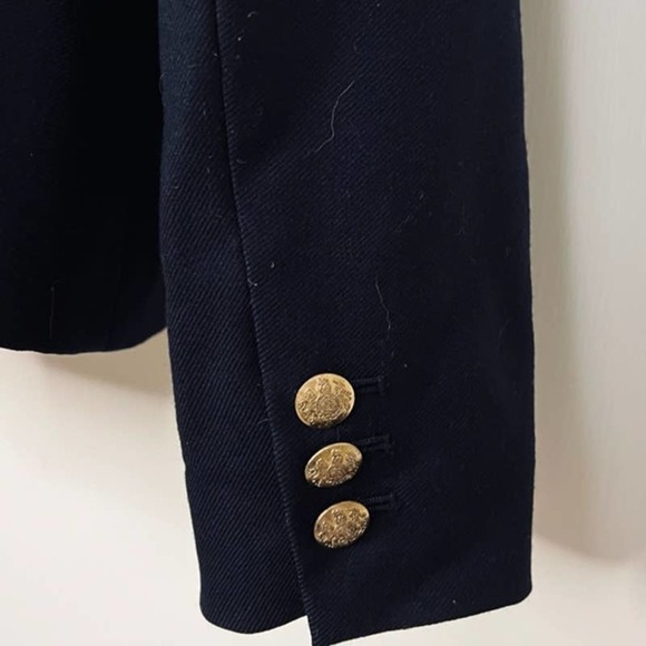 VTG J. CREW NAVY BLUE WOOL BLEND SCHOOLBOY BLAZER SIZE 4 - Picture 8 of 12